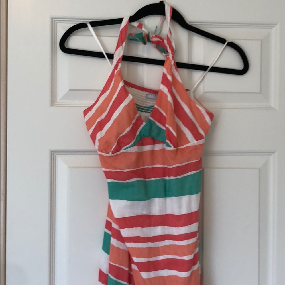 Striped halter maxi dress